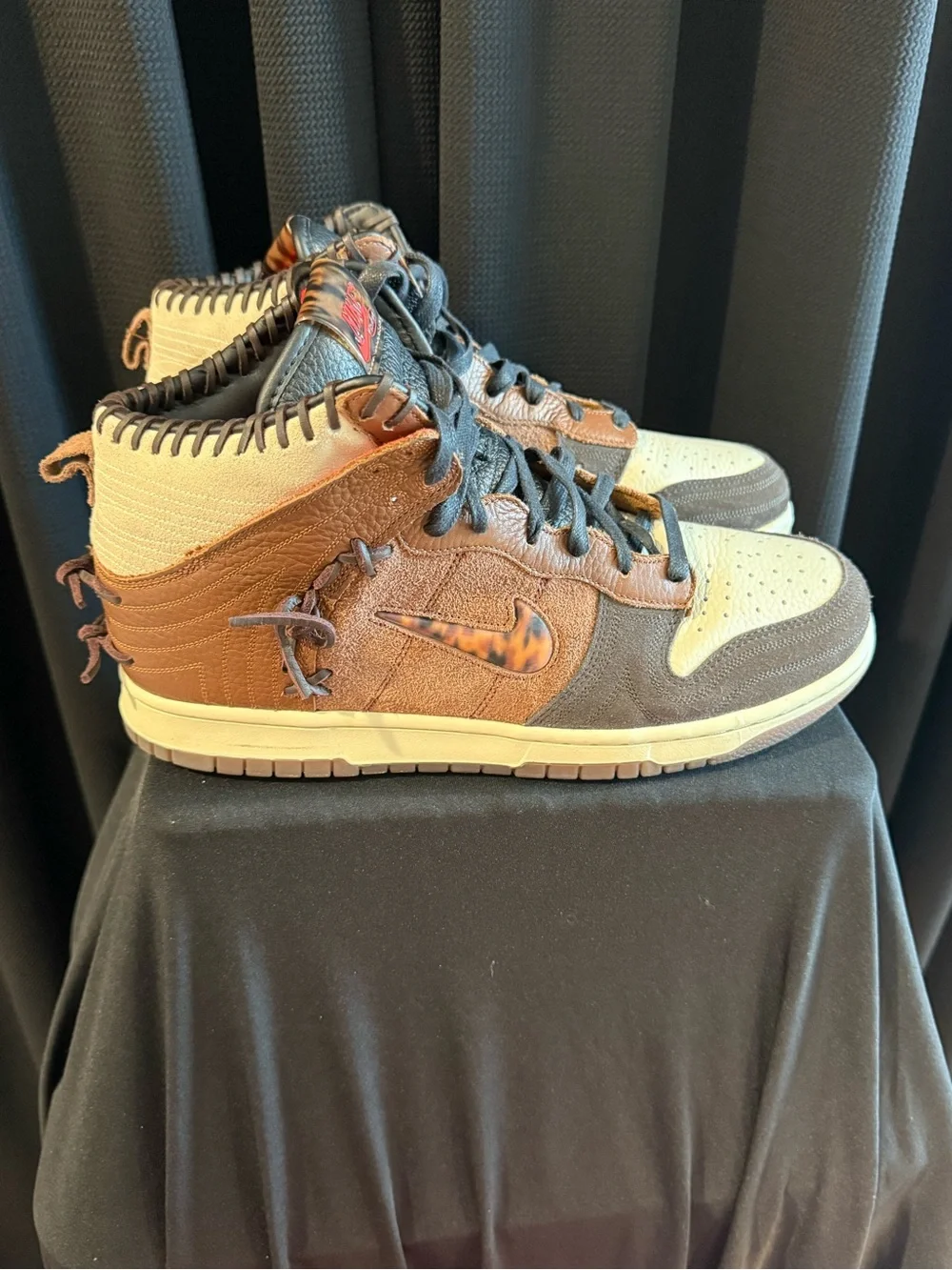 Nike High-Top Sneakers in Black, Brown, and Cream